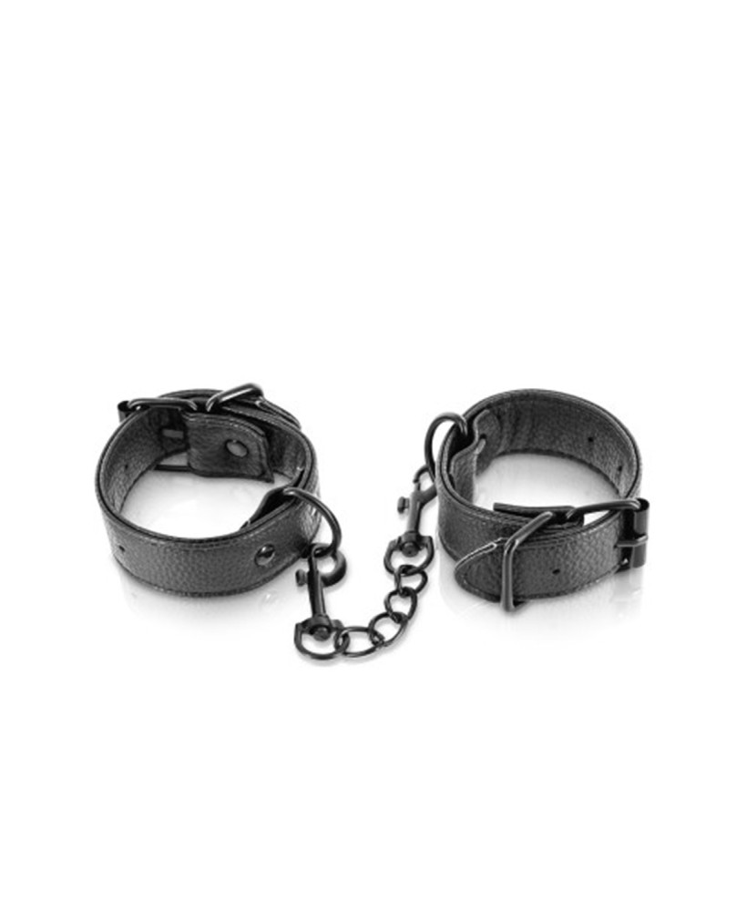 Menottes simili cuir noir ajustables Fetish Tentation 